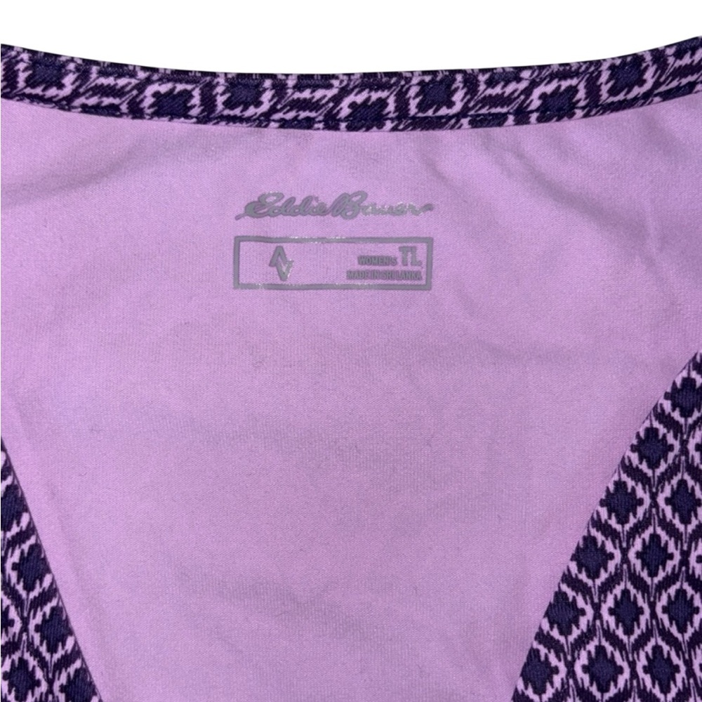 Womens Eddie Bauer True Wrap Dress Purple and Pink Knee Length SZ Large - Tall - Picture 4 of 6